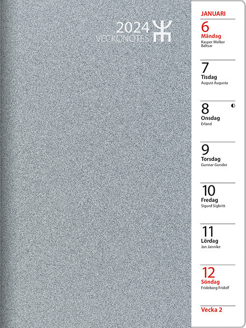 Kalender 2024 Veckonotes Silver Plast FSC