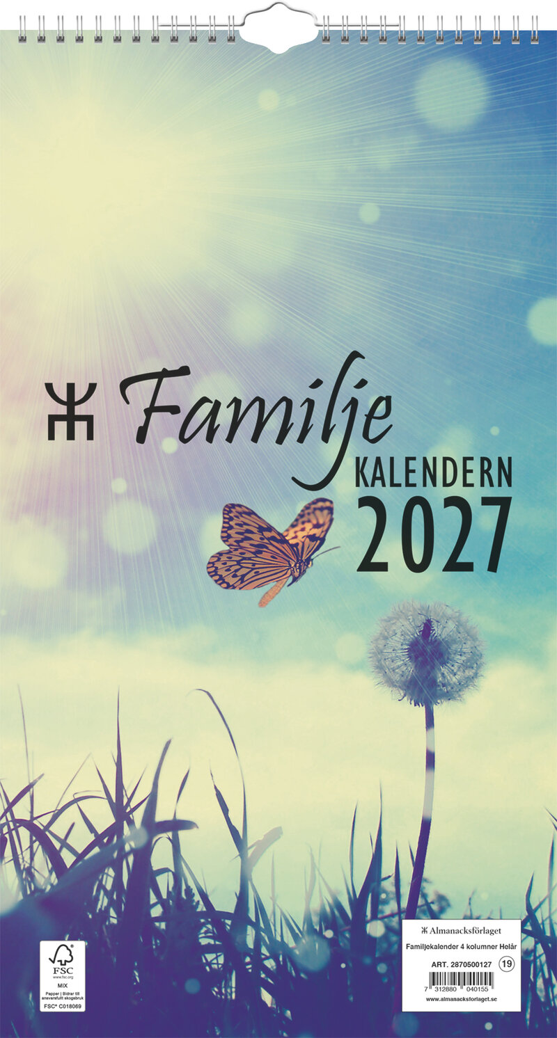 Väggkalender - Familjekalender 4 kolumner Helår FSC