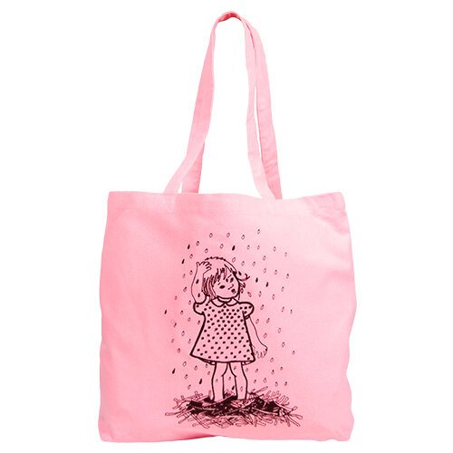 Tygkasse Lotta på Bråkmakargatan, rosa, Återvunnen textil, m. bälg 43 x 35 cm