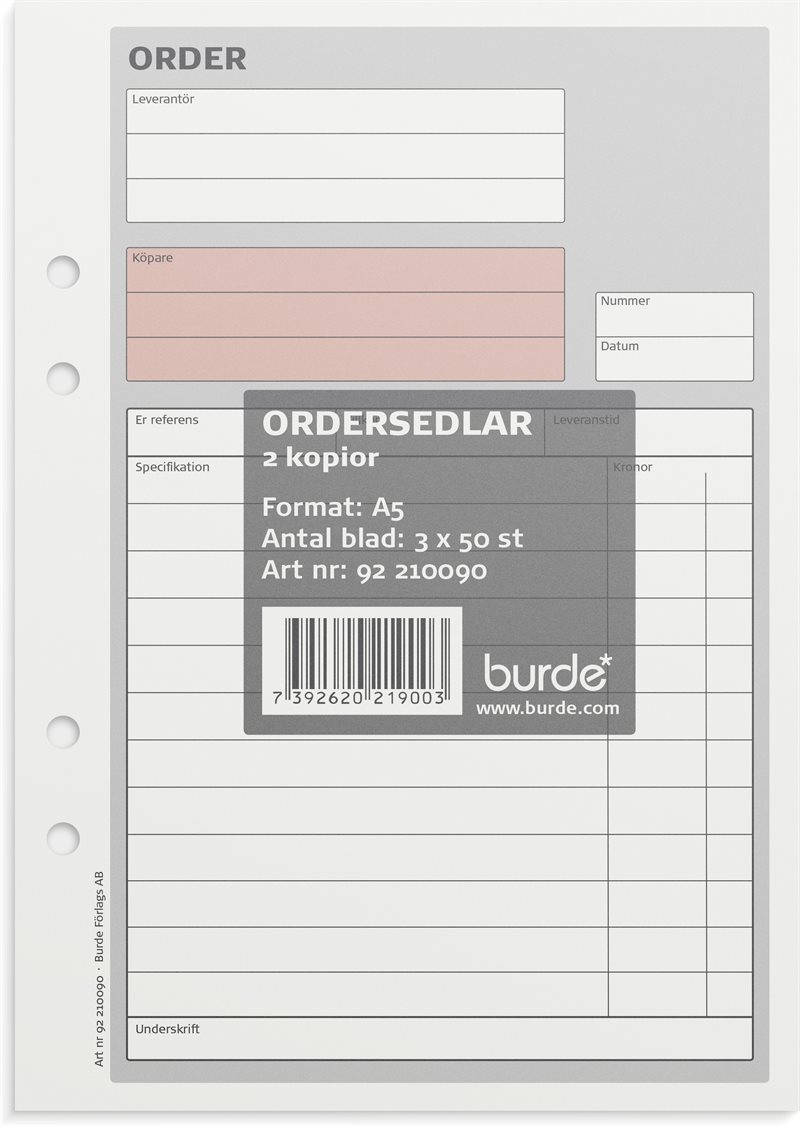 Order A5 med 2 kopior 3 x 50 blad