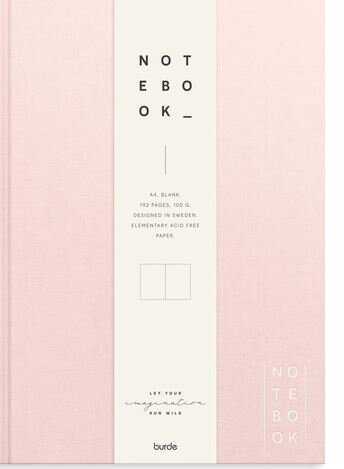 Anteckningsbok linnetextil A4 Olinjerad rosa