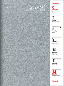 Kalender 2024 Veckonotes Silver Plast FSC