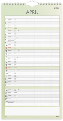 Familjekalender 2027 Tydlig